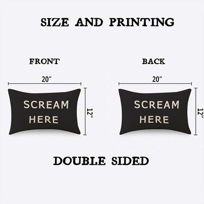 TKS MITLAN Scream Here Pillow Cover 12x20 inch Black White Phrase Pillows - Image 4
