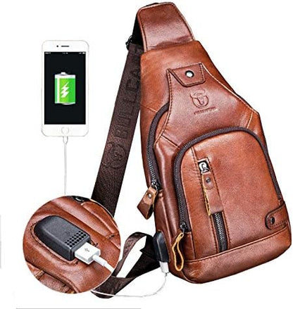 Hebetag Leather Sling Bag Hiking Daypack - Image 7