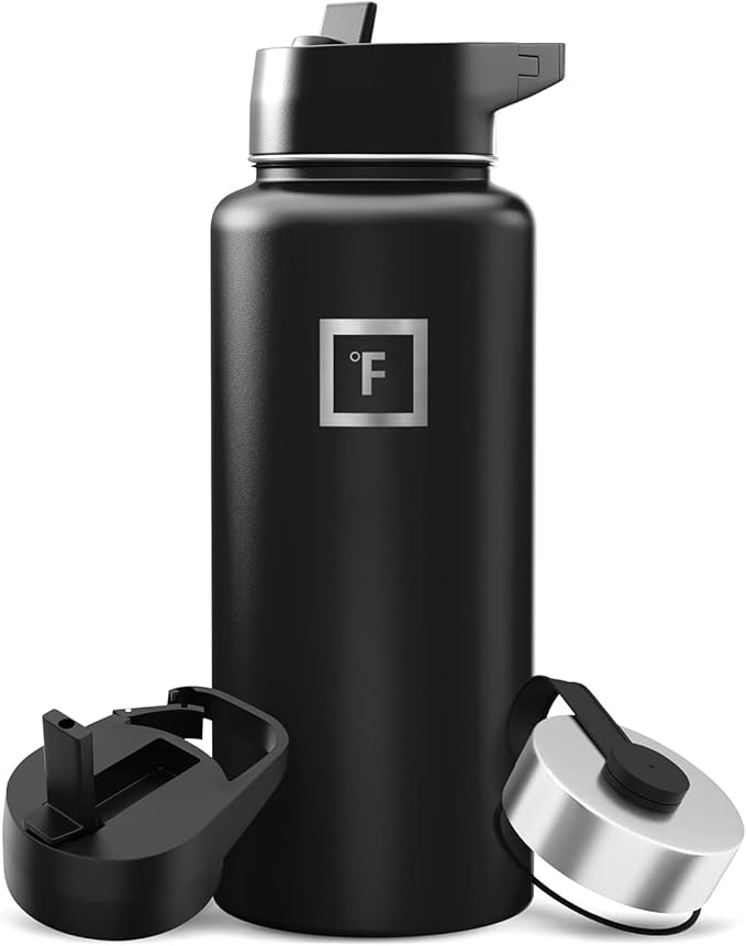 IRON °FLASK Camping & Hiking Hydration Flask - 32 oz Midnight Black by IronFlask