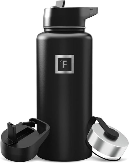 IRON °FLASK Camping & Hiking Hydration Flask - 32 oz Midnight Black by IronFlask