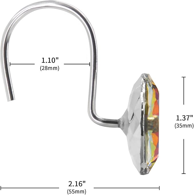 MitoVilla Christmas Shower Curtain Hooks Rings, Colorful Xmas Bling Shower Hooks - Image 5