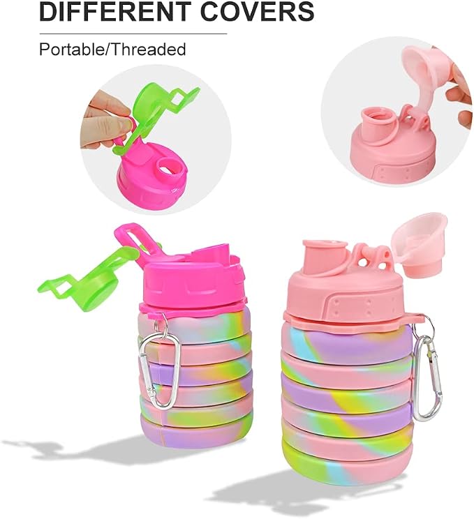 Silicone Collapsible Water Bottles, 16oz（500ml） Portable Foldable Expandable - Image 9