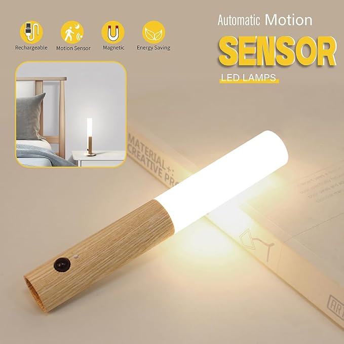 LANDGOO Wooden Motion Sensor Night Lights, Magnet Body Hallway Lamp, - Image 8