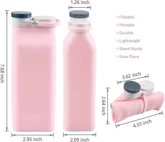 E-Senior Collapsible Water Bottle BPA Free - 20 oz Foldable Water Bottle - Image 2