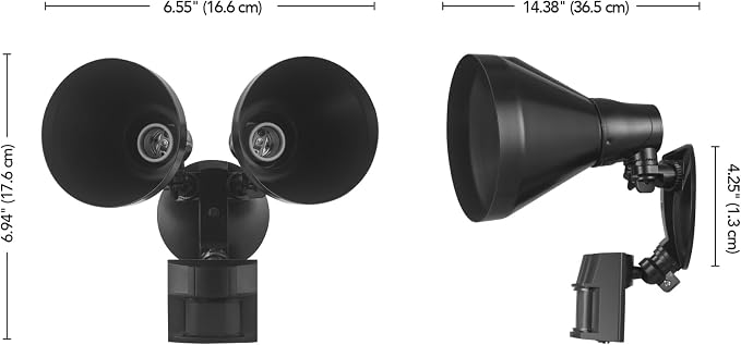 Globe Electric 17000140 180-Degree 240 W Twin Head Black Hardwired Motion - Image 12