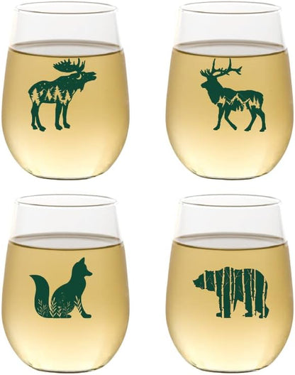 Wine-Oh! Set of 4 Shatterproof Designer 16 oz Plastic Wine Glasses MADE in the by Unknown