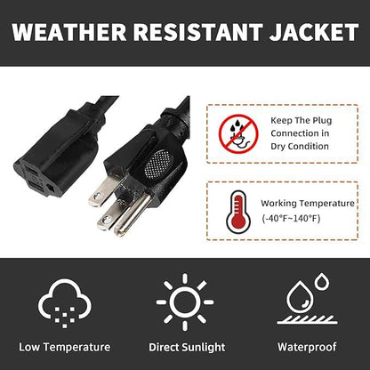 Indoor Outdoor Extension Cord Weatherproof, UL Certified, 12 Gauge 8FT Black 3 - Image 6
