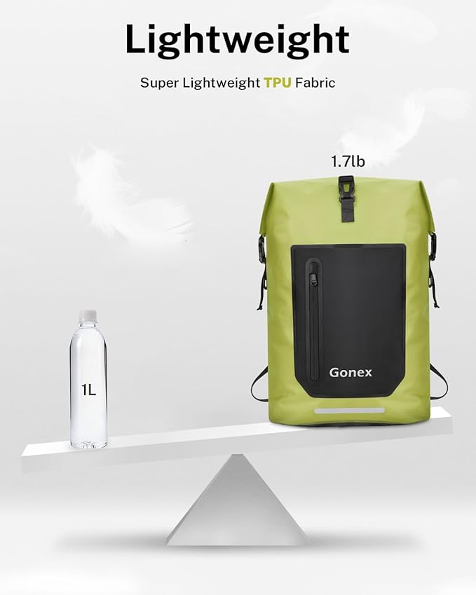 Gonex Ultralight Waterproof TPU Backpack, 55L Roll Top Dry Bag - Image 3