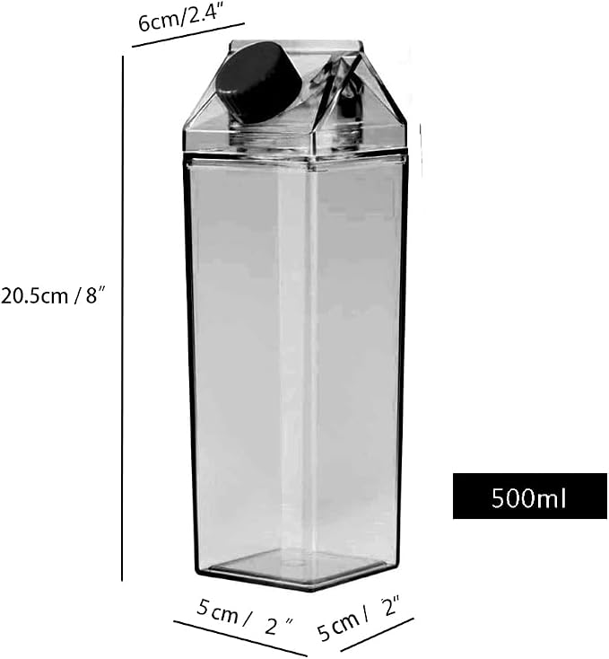 Jinberry 500ml/17Oz Cute Leakproof Milk Carton Water Bottle Portable Drinkware - Image 2