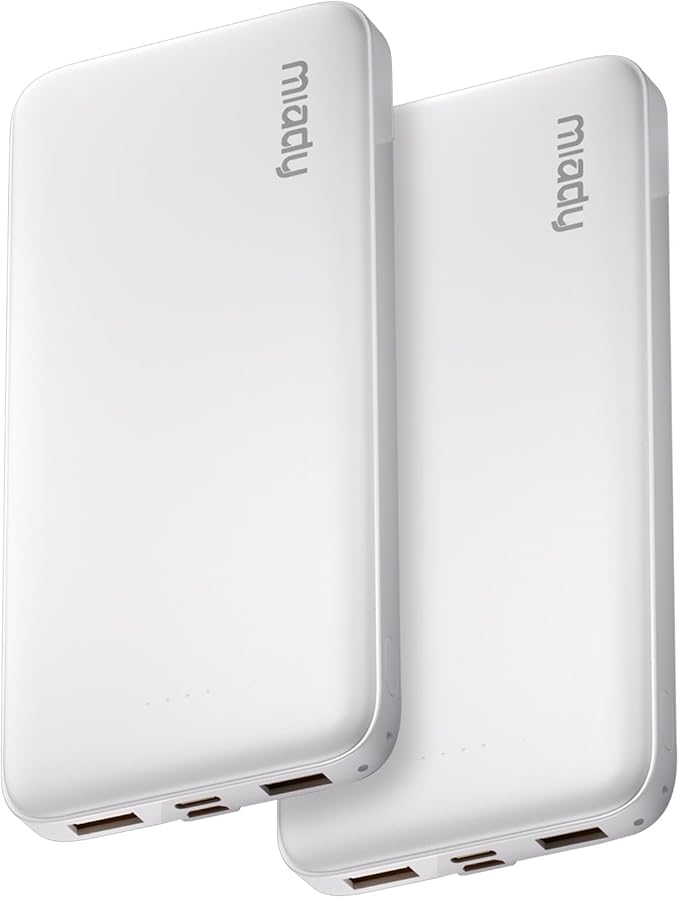 Miady 2-Pack Portable Charger, Slim 10000mAh Power Bank Travel Battery Pack 3 by Miady
