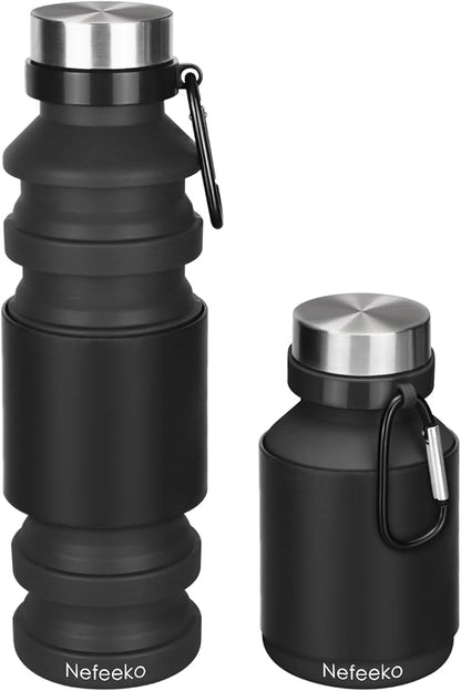 Nefeeko Collapsible Water Bottle, Reuseable BPA Free Silicone Foldable Water by Nefeeko