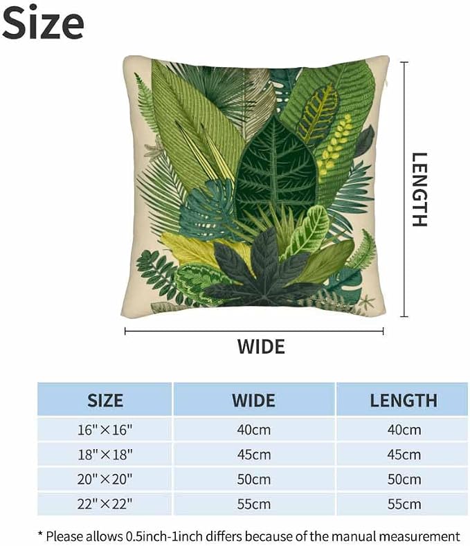 Tropical Leaves Palm 18x18 Throw Pillow Covers Set of 2 Green Tree Banana Leaf - Image 6