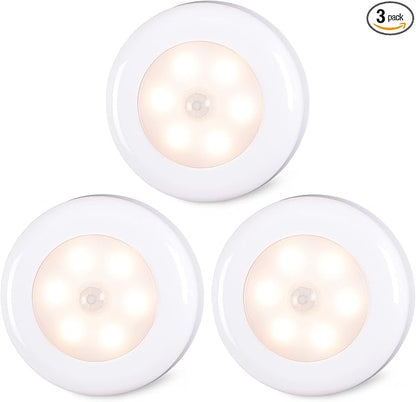 STAR-SPANGLED 3 Pack 2.8” Motion Sensor Lights Indoor AAA Battery Operated by STAR-SPANGLED