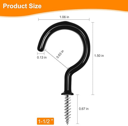 Cup Screw Hooks, 1-1/2 inch Vinyl Coated Ceiling 45 Pack Screw in Hooks Plant - Image 3