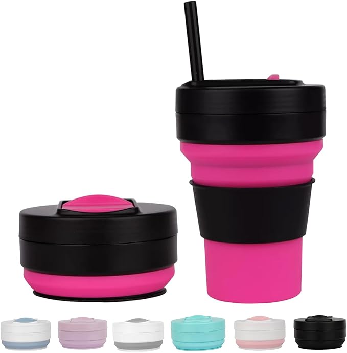 12 Oz Silicone Collapsible Travel Cup, Portable Silicone Water Bottle by Unknown
