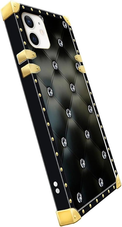 Compatible with iPhone 11 Case, Shiny Black Sofa Crystal Luxury Golden - Image 4