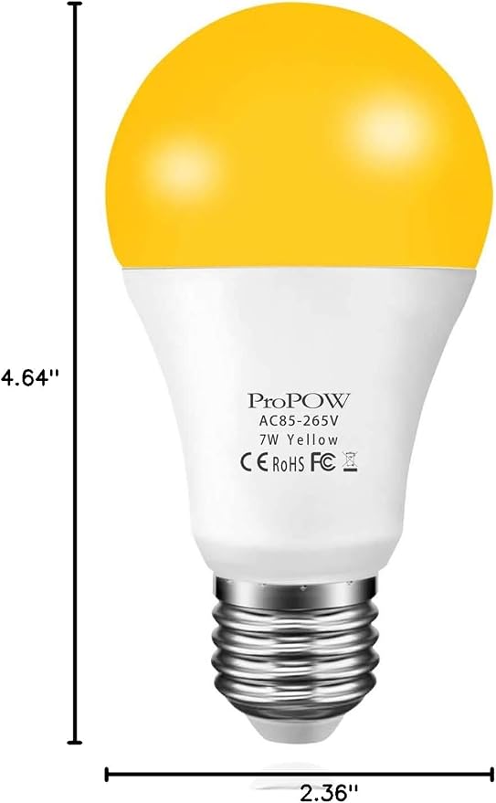 Amber Yellow LED Light Bulb, 7W Dusk to Dawn Bulbs 40W Equivalent A19 Auto - Image 7