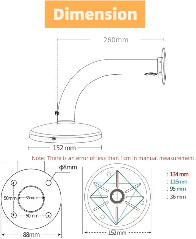 260MM L-Type Aluminum Alloy Outdoor Security Camera Mount Bracket, Dome Camera - Image 2