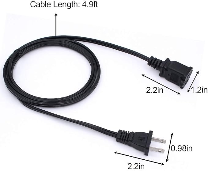 2-Pack Extension Cord 2 Prong, 5FT Short and Small Etension Cords Male/Female - Image 7
