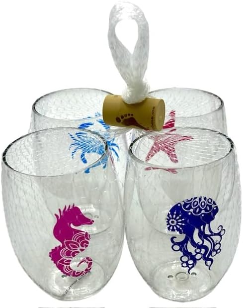 Set of 4 Shatterproof Designer 16 oz Plastic Wine Glasses MADE in the USA - Image 2