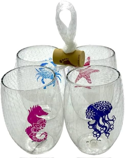 Set of 4 Shatterproof Designer 16 oz Plastic Wine Glasses MADE in the USA - Image 2