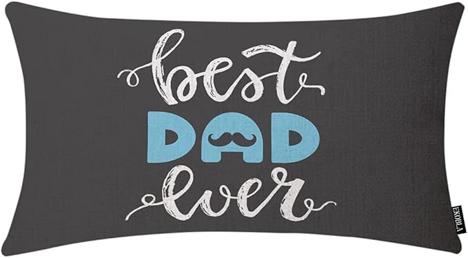 EKOBLA Happy Father's Day Lumbar Pillow Cases Best Dad Ever Mustache Beard by EKOBLA