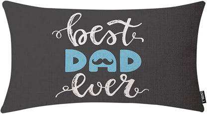 EKOBLA Happy Father's Day Lumbar Pillow Cases Best Dad Ever Mustache Beard by EKOBLA