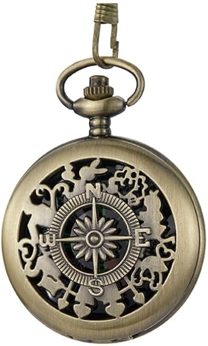 Pocket Compass with Hanging Chain, Vintage Zinc Alloy Flip Cover Compass Pocket - Image 2