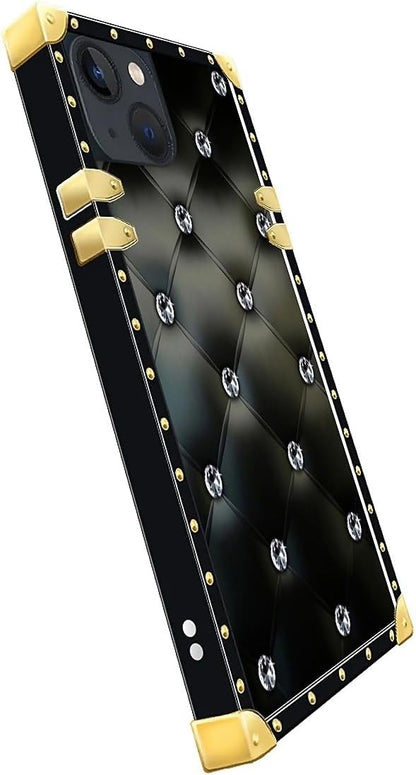 Compatible with iPhone 15 Case, Shiny Black Sofa Crystal Luxury Golden - Image 4
