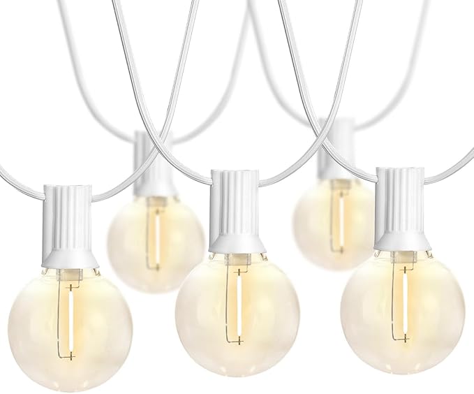 SUNTHIN White Outdoor String Lights, 48FT White Patio Lights by SUNTHIN