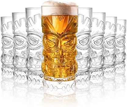Hacaroa 8 Pack 17 Oz Plastic Tiki Cups, Mixed Drinks, Modern Bar, Restaurant by Hacaroa
