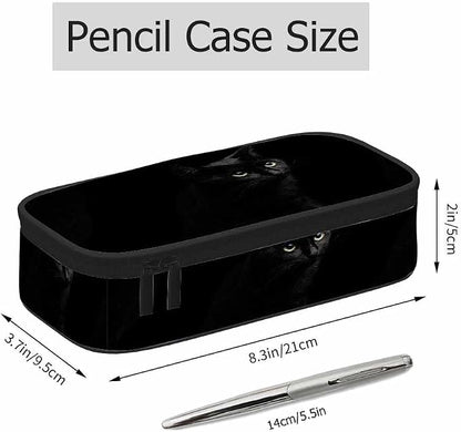 Black Cat Pencil Bag Cute Pet Animal Golden Round Eyes Big Capacity Pencil Case - Image 2