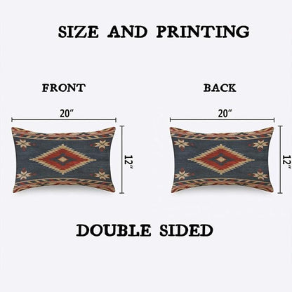 TKS MITLAN Southwest Diamond Blue Red Pillow Covers 12 x 20 Inch Indian Style - Image 2