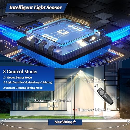 Ofuray Solar Street Lights Outdoor, Solar Security Flood Lights Parking Lot - Image 5