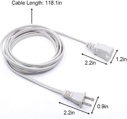 2-Pack Indoor Extension Cord 10FT, 2 Prong Extension Cords White, US - Image 3