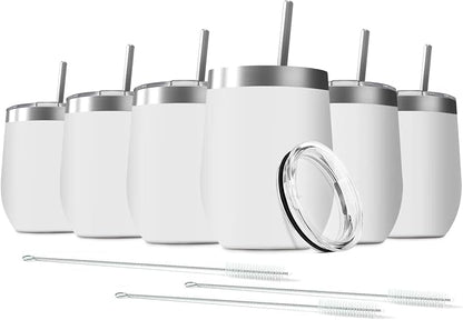 6 Pack 12 oz Stainless Steel Stemless Wine Tumbler by Deitybless