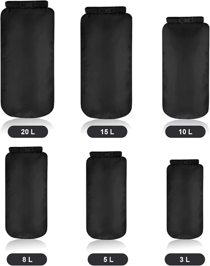 Shappy 6 Pcs Waterproof Dry Bag Set Ultralight Stuff Sack 20/15/10/8/5/3L - Image 3