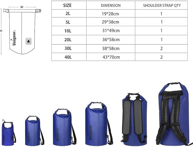 Unigear Dry Bag Waterproof, 2L/5L/10L/20L/30L/40L Floating and Lightweight Bags - Image 4