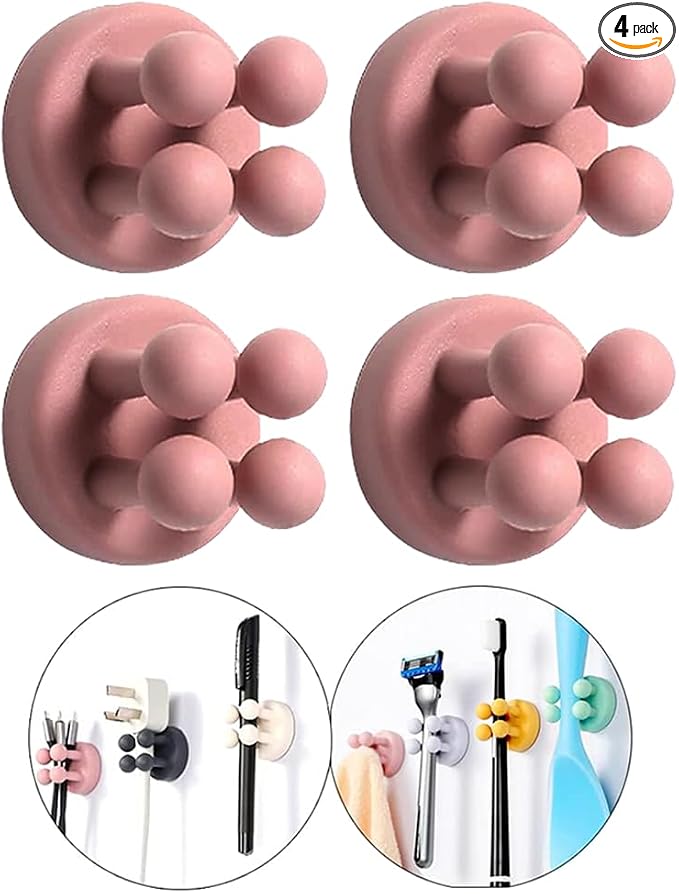 Silicone Toothbrush Holders Razor Hooks Adhesive Wall Mounted by DEFRKO