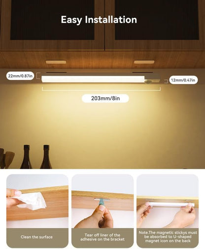 Under Cabinet Lights 8 Inch 3-Pack, Rechargeable Battery Operated Motion Sensor - Image 2