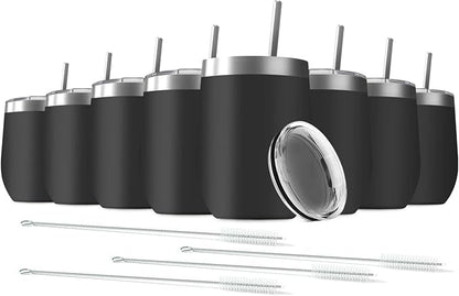 8 Pack 12 oz Stainless Steel Wine Tumbler by Deitybless