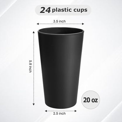 HEYCOME 24 Pcs Unbreakable Plastic Cups Set, 20 oz Reusable Plastic Cups - Image 2