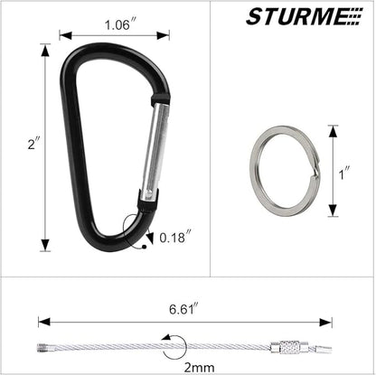 STURME 2" Aluminum D Ring Carabiners Clip D Shape Spring Loaded Gate Small - Image 2