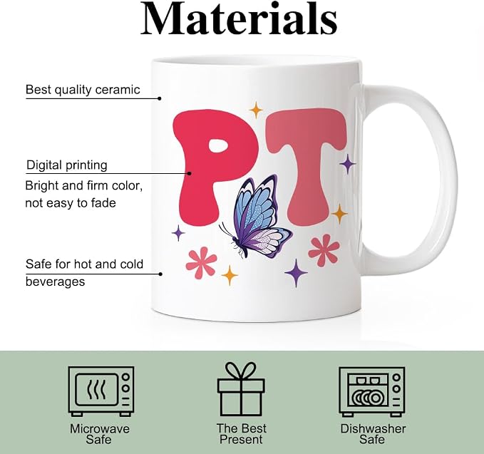 RZHV In My PT Era 11 Oz Novelty Mug, Cute Butterfly Office Ceramic Mug Gifts - Image 3