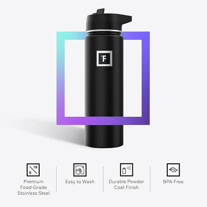 IRON °FLASK Camping & Hiking Hydration Flask - 40 oz Midnight Black - Image 5