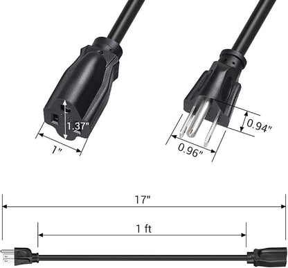 DEWENWILS 10Pack Short Extension Cord, 1 Foot Power Cord, 16 AWG SJTW - Image 6