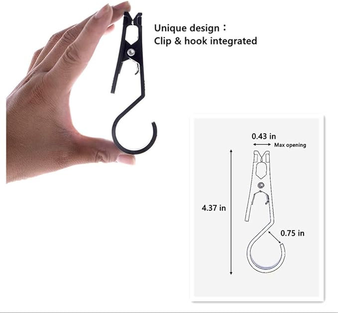 8 Pcs Hooks Clip Super Strong Black Plastic Clips Laundry Hooks Clothes Pins - Image 2