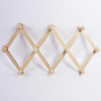 AMAPON Accordion Style Expandable Wall Wooden Coat Rack 10 Hooks Hang Hats - Image 8