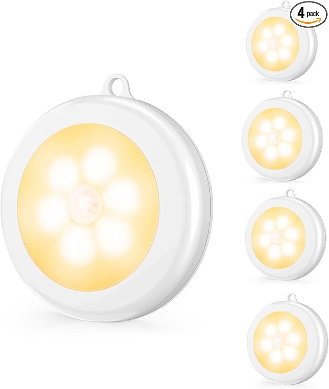 Mlambert 4 Pack Motion Sensor LED Night Light, Cordless Battery-Powered by Mlambert