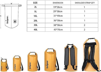 Unigear Dry Bag Waterproof, 2L/5L/10L/20L/30L/40L Floating and Lightweight Bags - Image 3